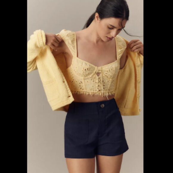 Brand New By Anthropologie Puff-Sleeve Eyelet Corset Top - Picture 4 of 5